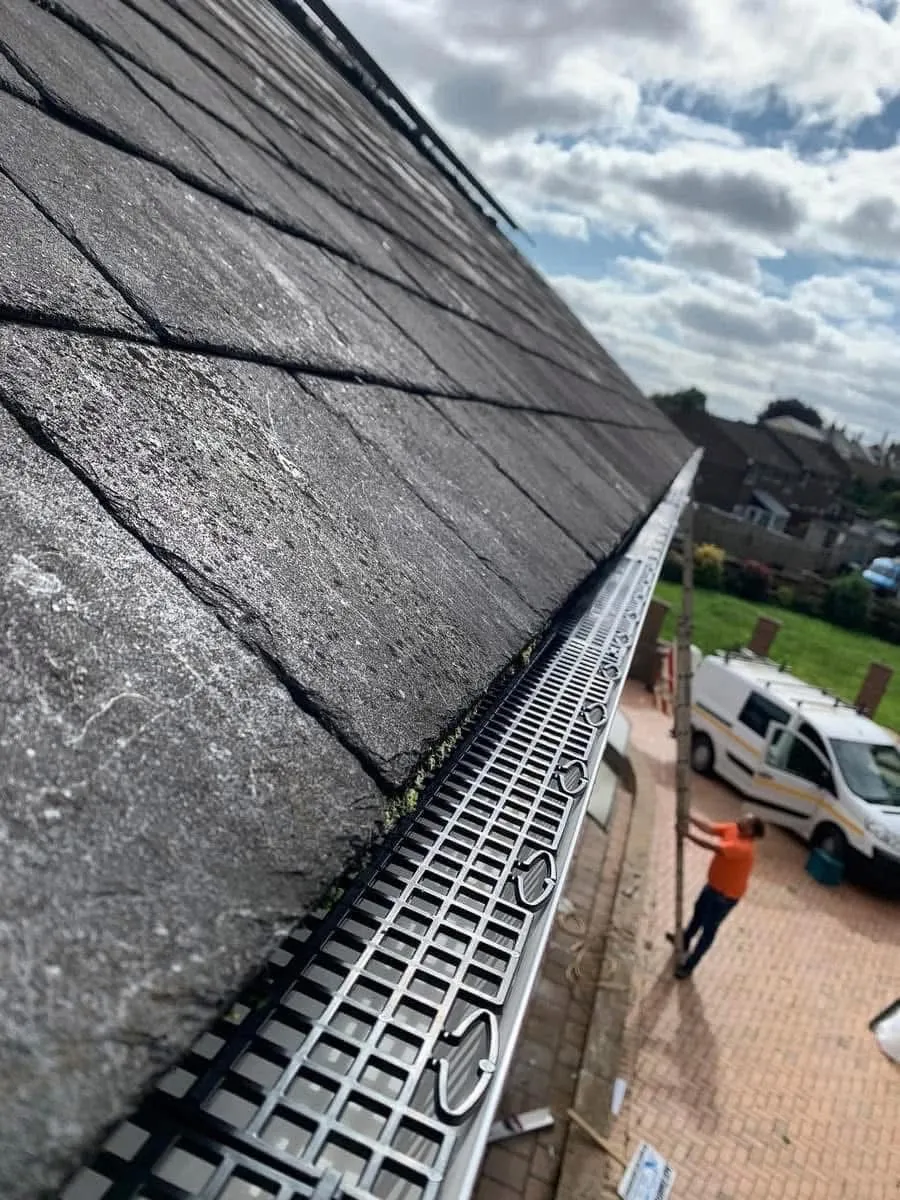 Gutter guard fitted on a slate roof in Axminster